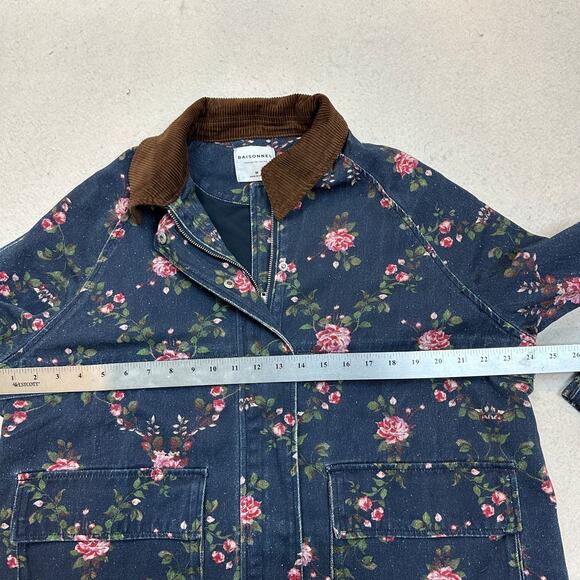 Raisonnel Floral Printed Utility Jacket Women's M Navy Blue Full Zip Workwear - Picture 5 of 8